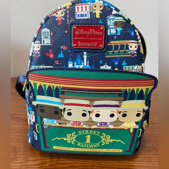 Loungefly Disney Parks Blue Railway Mini Backpack - Picture 2 of 9